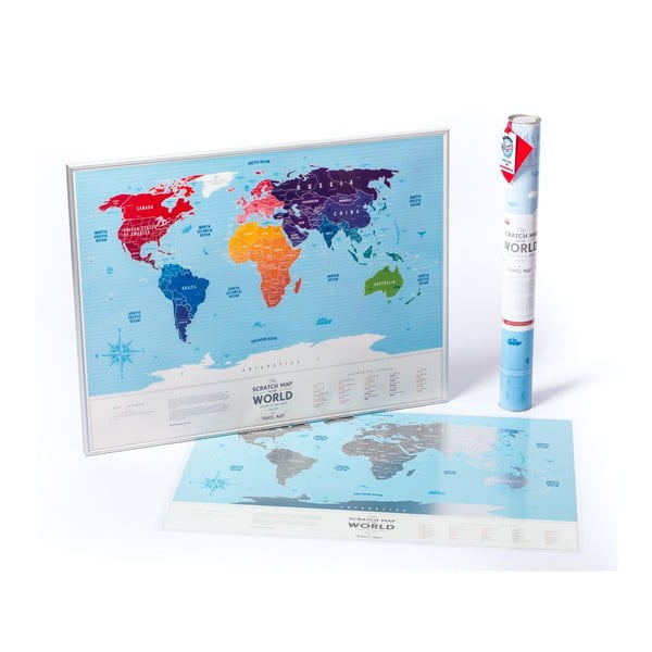 Stírací mapa světa Travel Map of the World Silver, 80x60 cm
