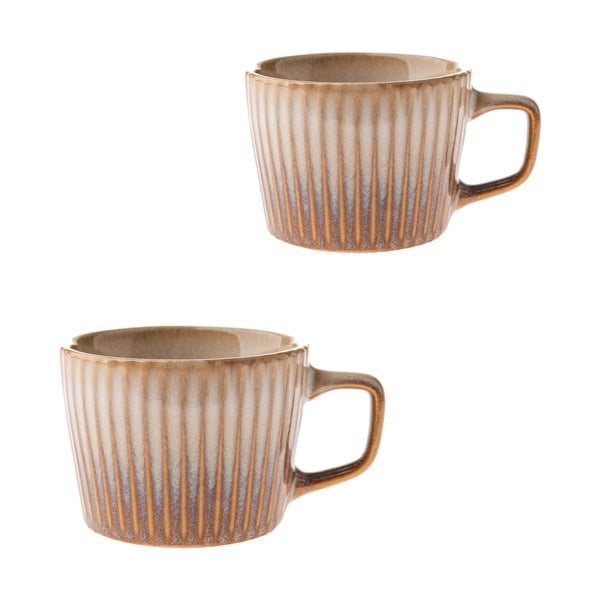 Béžové hrnky v sadě 2 ks na cappuccino z kameniny 190 ml Tone – Dakls