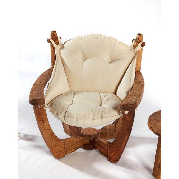 Dřevěné zahradní křeslo v krémovo-přírodní barvě Relax – Floriane Garden-image-2