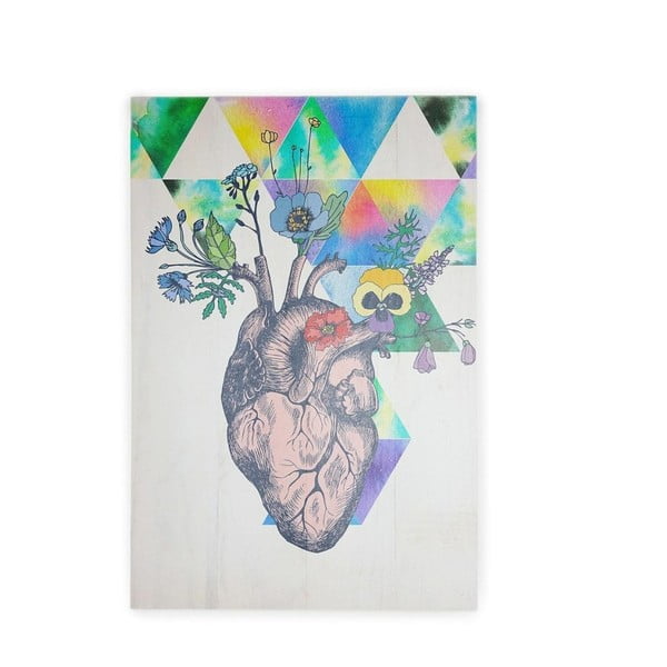 Nástěnná cedule z borovicového dřeva Really Nice Things Hipster Heart, 40 x 60 cm