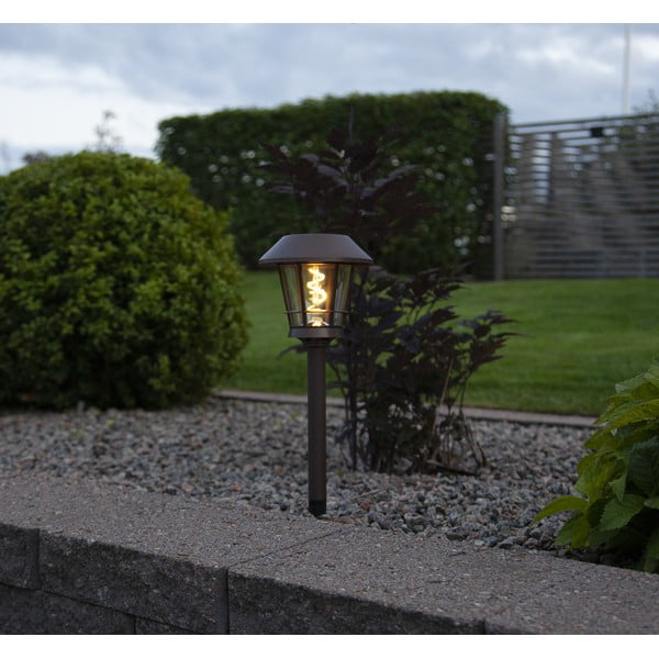 Hnědé venkovní solární LED svítidlo Star Trading Fergus, výška 35 cm-image-3