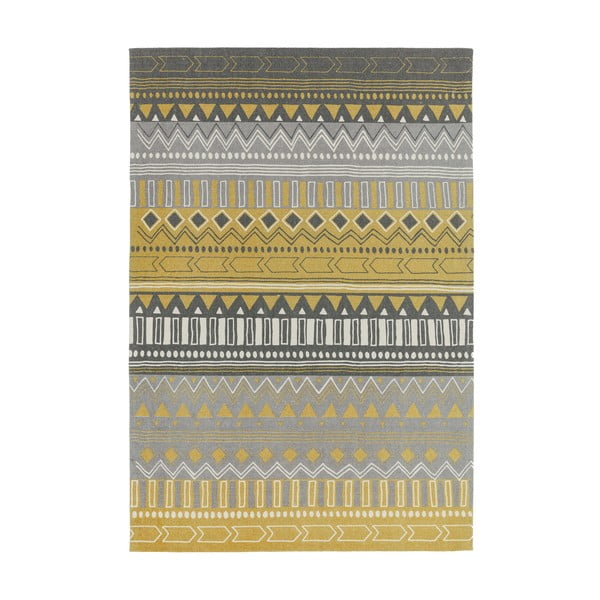 Žlutý koberec Asiatic Carpets Tribal Mix, 120 x 170 cm