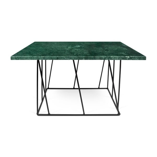 Zelený mramorový konferenční stolek s černými nohami TemaHome Helix, 75 x 75 cm