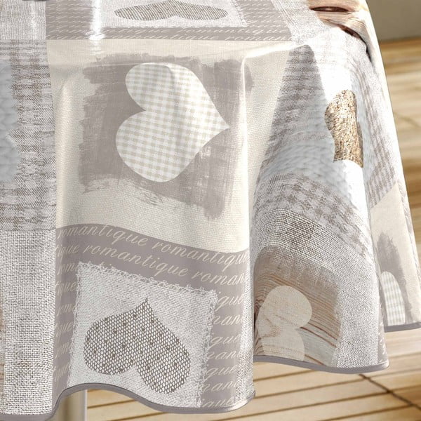 Omyvatelný ubrus z PVC ø 160 cm Cosy Coeur – douceur d'intérieur-image-1