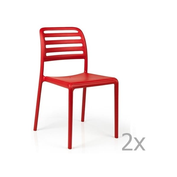 Sada 2 červených zahradních židlí Nardi Costa Bistrot