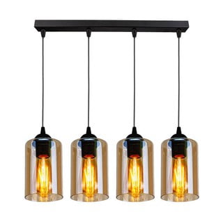 Černé závěsné svítidlo se skleněným stínidlem 10x65 cm Bistro – Candellux Lighting
