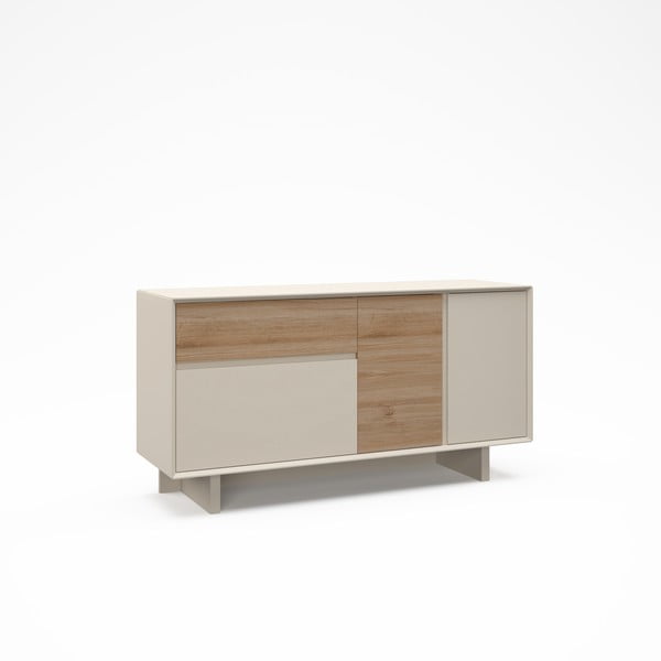 Komoda v béžové a přírodní barvě v dekoru dubu 146x76x45 cm Carpi – Marckeric-image-2