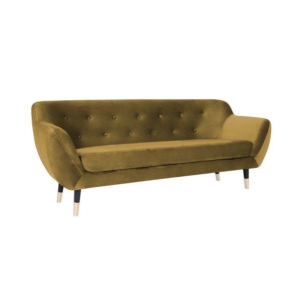 Hořčicově žlutá pohovka s černými nohami Mazzini Sofas Amelie, 188 cm-image-2