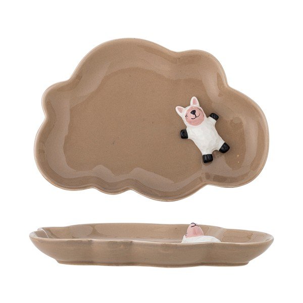 Hnědý dětský talíř z kameniny 14x20 cm Dolly – Bloomingville Mini-image-3