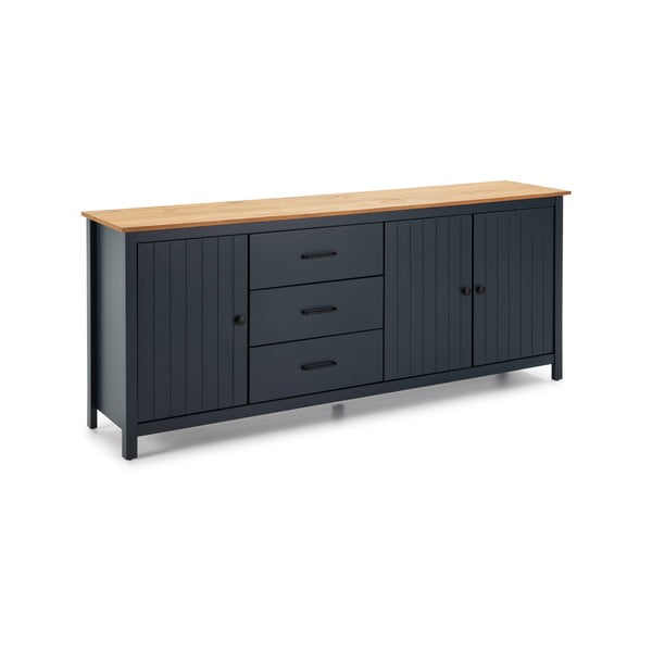 Tmavě modrá nízká komoda z borovicového dřeva 190x80 cm Miranda – Marckeric-image-2