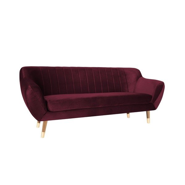 Vínová sametová pohovka Mazzini Sofas Benito, 188 cm-image-2