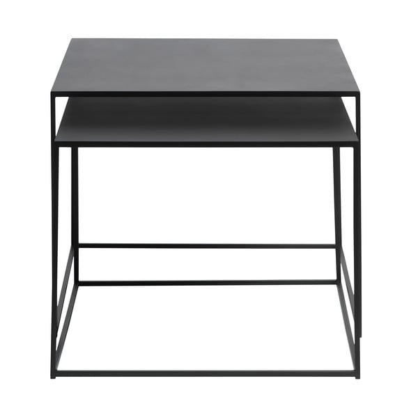 Černé kovové konferenční stolky v sadě 2 ks 65x65 cm Pebble – Unique Furniture-image-3