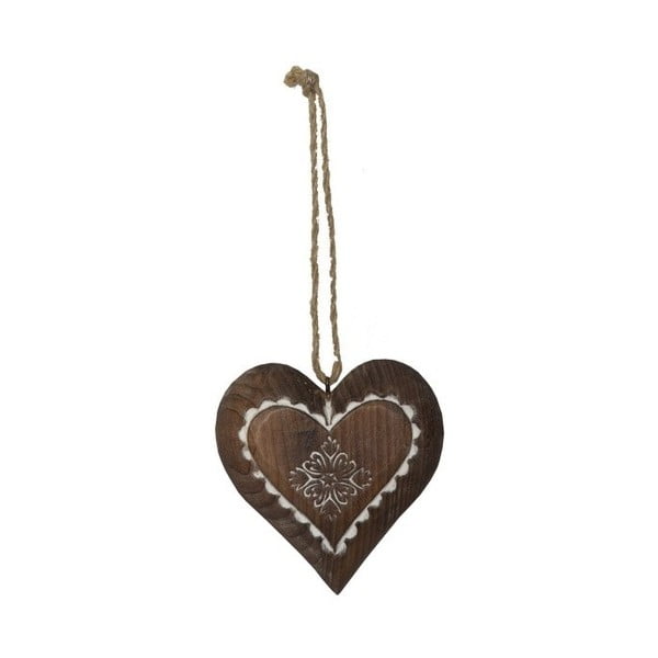 Dřevěná závěsná dekorace ve tvaru srdce Antic Line Jane