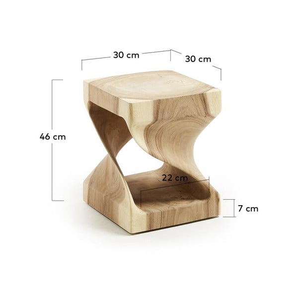 Odkládací stolek z masivu munggur 30x30 cm Hakon – Kave Home-image-4