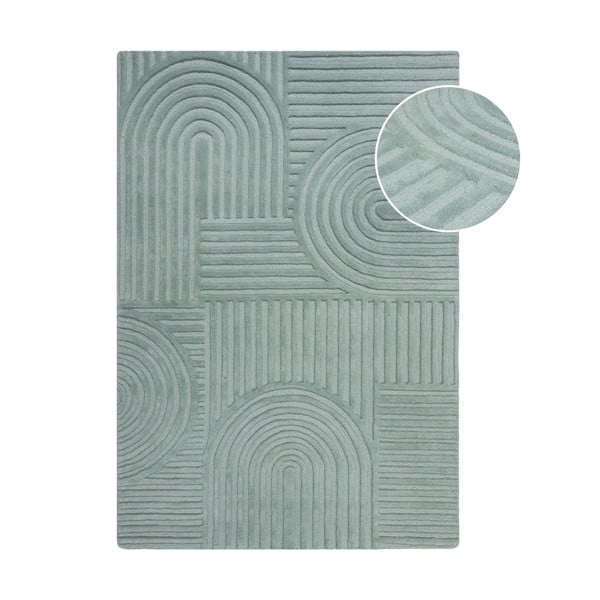 Tyrkysový vlněný koberec Flair Rugs Zen Garden, 160 x 230 cm
