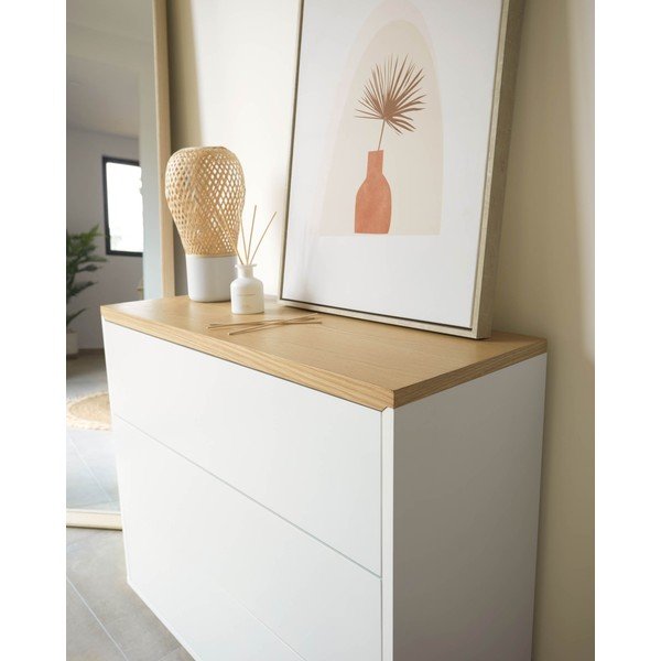 Bílá nízká komoda 90x75 cm Abilen – Kave Home-image-2