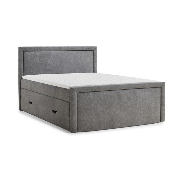 Šedá boxspring postel s úložným prostorem 200x200 cm Fresco – Maison de Rêve
