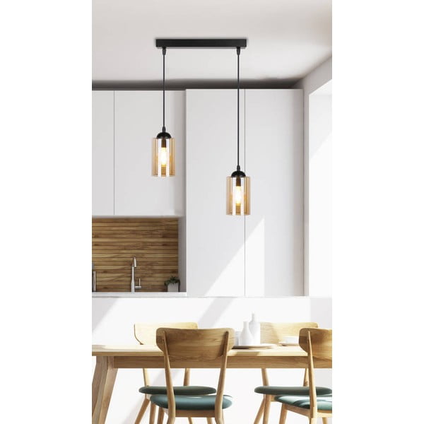 Černé závěsné svítidlo se skleněným stínidlem 10x34 cm Bistro – Candellux Lighting-image-4