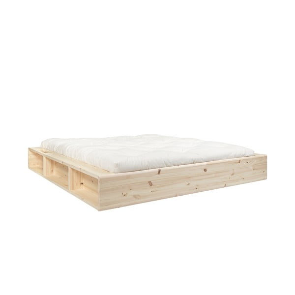 Dvoulůžková postel z masivního dřeva s úložným prostorem a futonem Latex Karup Design Ziggy, 140 x 200 cm
