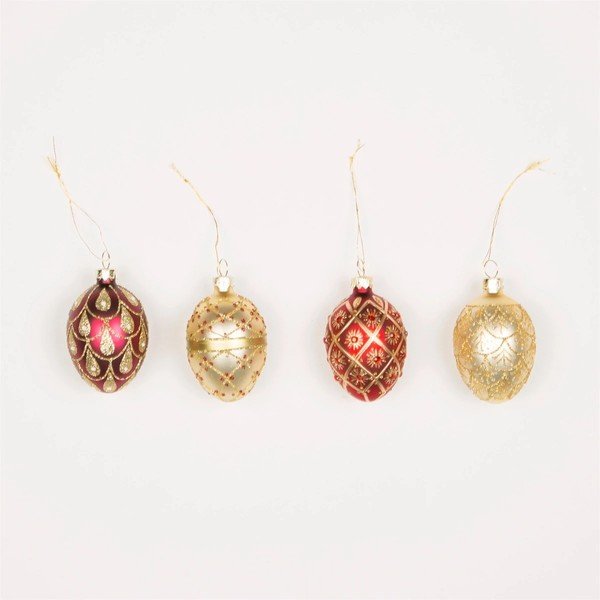Skleněné vánoční ozdoby v sadě 4 ks 4,5 cm Heirloom Oval – Sass & Belle
