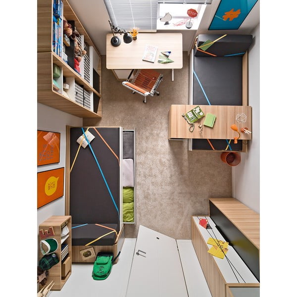 Jednolůžková postel s bílými a šedými detaily Vox Evolve, 90 x 200 cm-image-3