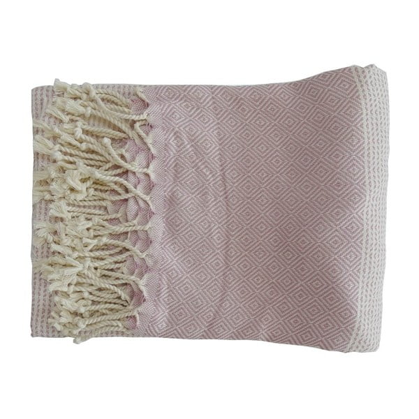 Světle růžová ručně tkaná osuška z prémiové bavlny Homemania Damla Hammam, 100 x 180 cm