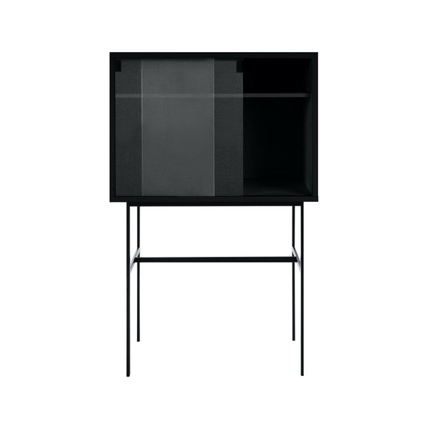 Černá vitrína s posuvnými dveřmi 70x109x40 cm Lekko – noo.ma-image-2