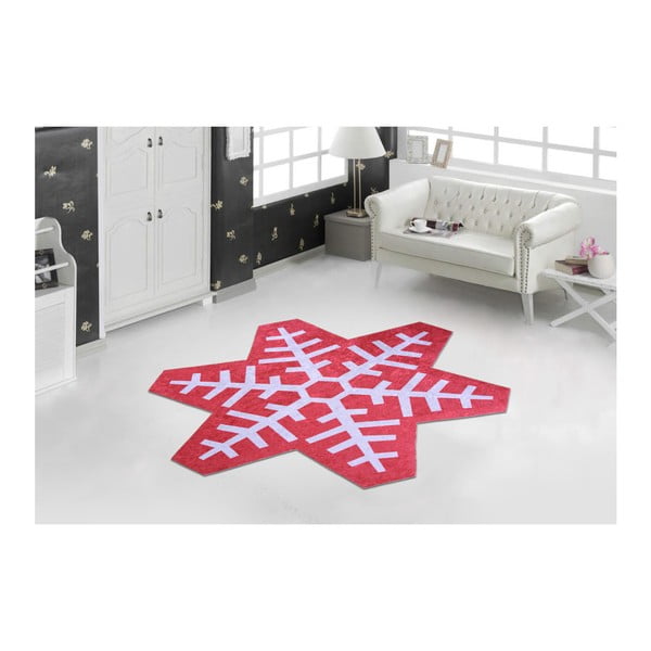 Červeno-bílý koberec Vitaus Snowflake Special, 100 x 100 cm