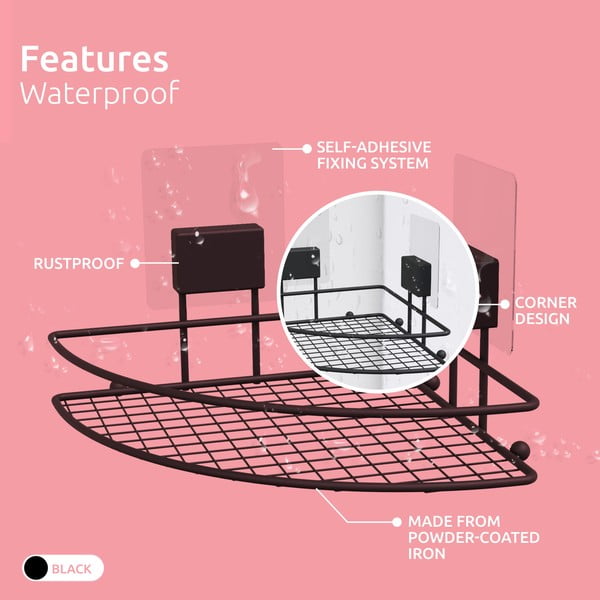 Samodržící rohová koupelnová polička Compactor Magic Bath-image-1