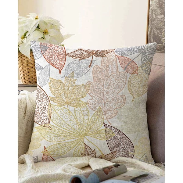 Povlak na polštář s příměsí bavlny Minimalist Cushion Covers Oriental Leaves, 55 x 55 cm