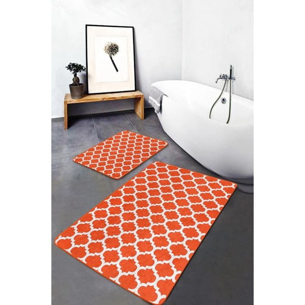 Oranžové sametové koupelnové předložky v sadě 2 ks 60x100 cm – Mila Home-image-4