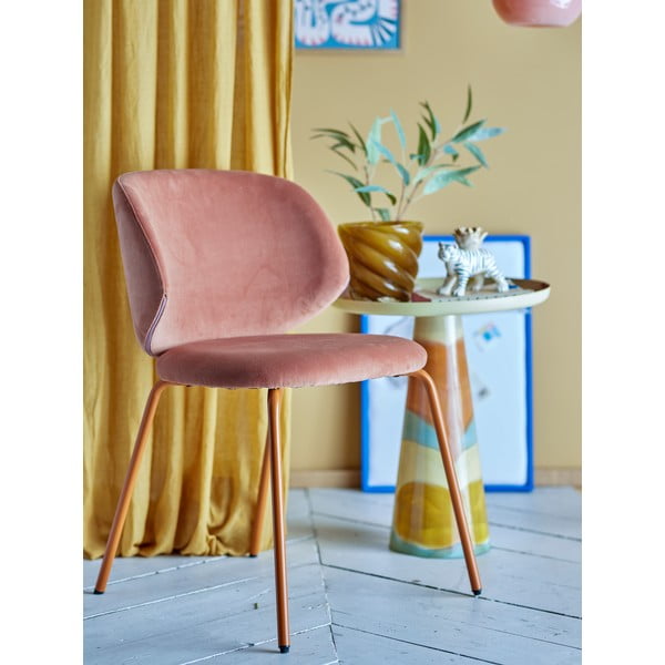 Oranžové sametové jídelní židle v sadě 2 ks Ponte – Bloomingville-image-1