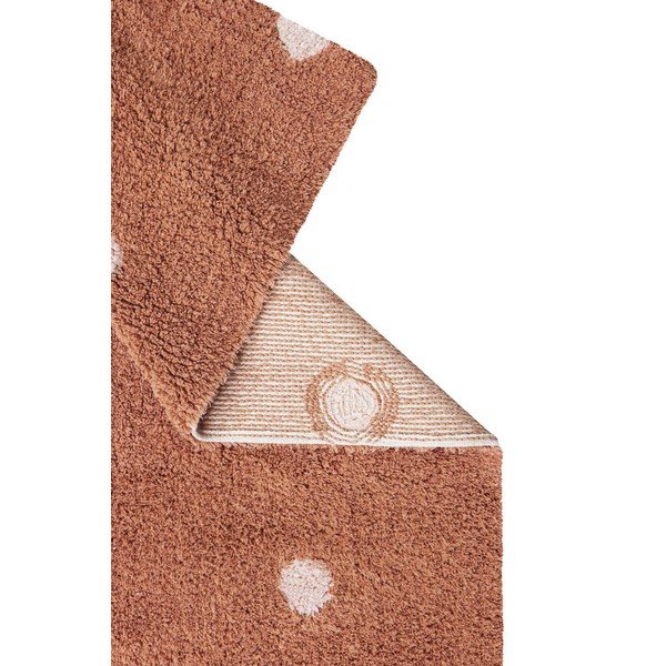 Pratelný ručně tkaný bavlněný dětský koberec v cihlové barvě 100x150 cm Mini Dot Chestnut – Lorena Canals-image-4