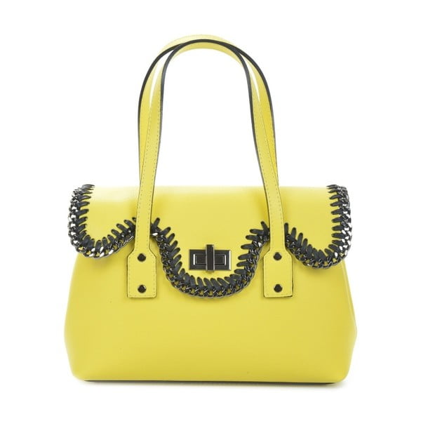 Žlutozelená kožená kabelka Mangotti Bags Agata