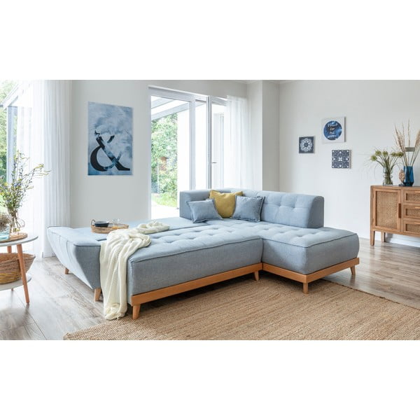 Světle modrá rozkládací rohová pohovka Miuform Dazzling Daisy L, pravý roh-image-4