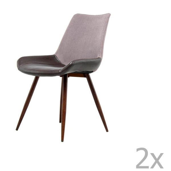 Sada 2 fialovo-hnědých jídelních židlí 360 Living Brando