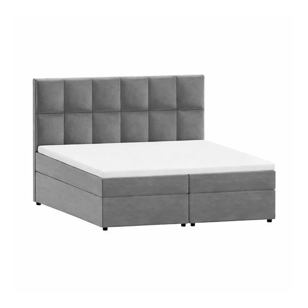 Šedá boxspring postel s úložným prostorem 140x200 cm Flip – Ropez