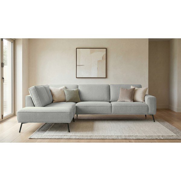 Světle šedá žinylková rohová pohovka (levý roh/do L) Amsterdam – Scandic-image-1