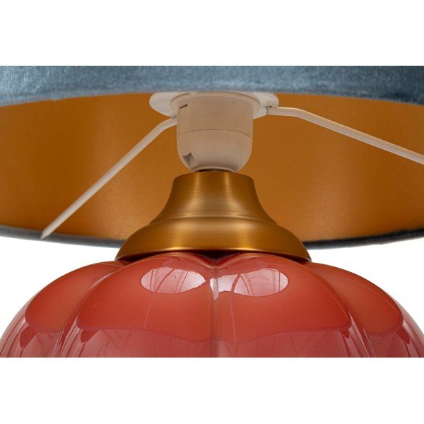 Červená/modrá skleněná stolní lampa s textilním stínidlem (výška 50 cm) Helene – Mauro Ferretti-image-3