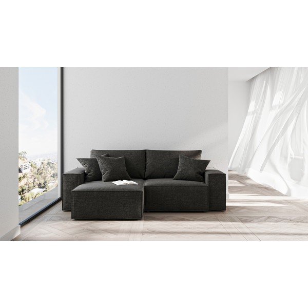 Antracitově šedá rozkládací variabilní rohová pohovka Ghado Melow-image-3