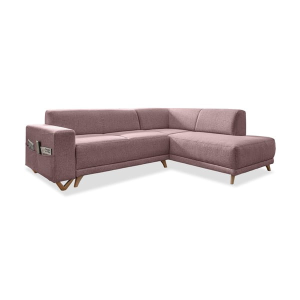 Růžová rozkládací/s úložným prostorem rohová pohovka (pravý roh/do L) Classy Sophie – Miuform