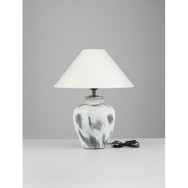 Bílá/šedá keramická stolní lampa s textilním stínidlem (výška 55 cm) Lupe – Nova Luce-image-2