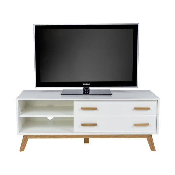 Bílý TV stolek 130x50 cm Kensal – Woodman-image-4