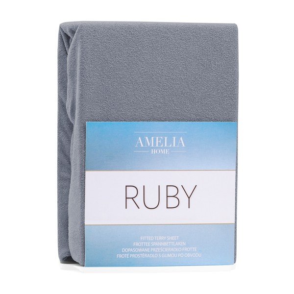 Tmavě šedé elastické prostěradlo s vysokým podílem bavlny AmeliaHome Ruby, 120/140 x 200 cm-image-2