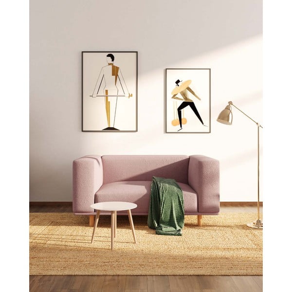 Růžové relaxační křeslo z textilie bouclé Kukumo – Ame Yens-image-1