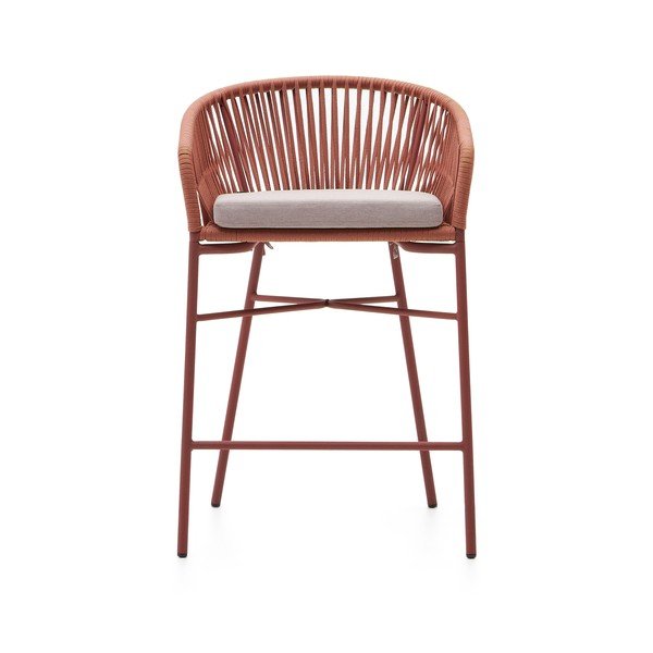 Zahradní barová židle s výpletem v barvě terakota Kave Home Yanet, výška 85 cm-image-2