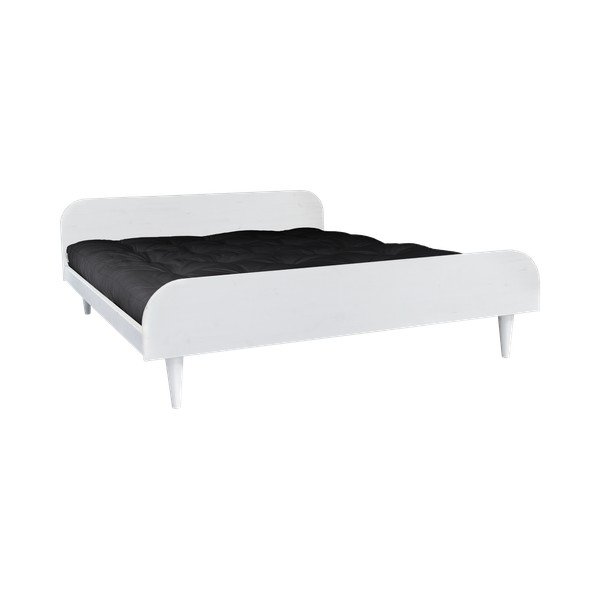 Dvoulůžková postel z borovicového dřeva s matrací Karup Design Twist Comfort Mat White/Black, 140 x 200 cm