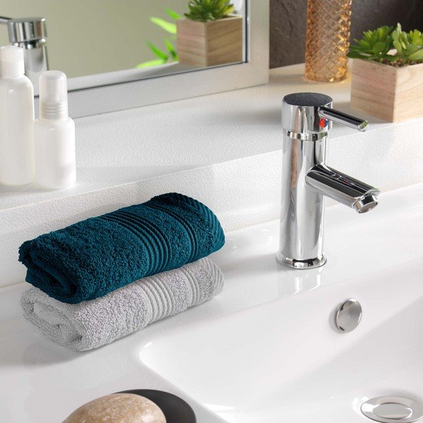 Tmavě modrý froté bavlněný ručník 30x50 cm Tendresse – douceur d'intérieur-image-1