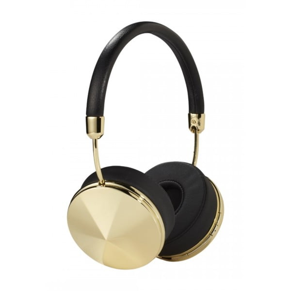Černá sluchátka s odpojitelným kabelem a detaily ve zlaté barvě Frends Taylor Wireless
