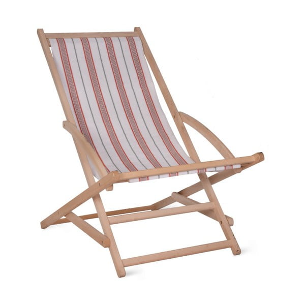 Zahradní lehátko s konstrukcí z bukového dřeva Garden Trading Rocking Deck Chair Coral Stripe